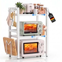 KüChe Regal Organizer Mikrowellenregal GewüRzregal Haken Aufbewahrung 3 Stufig