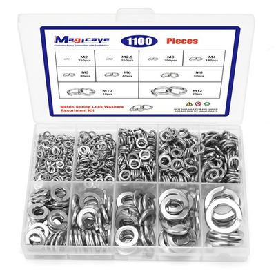#ad 1100 Pcs Spring Lock Washers Assortment Kit Metric Split Lock Washers 304 S... $13.28