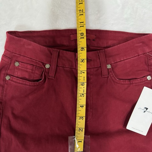NEW 7 For All Mankind Ankle Skinny Jeans Size 25 Sateen Coated Cranberry Red - Picture 10 of 14