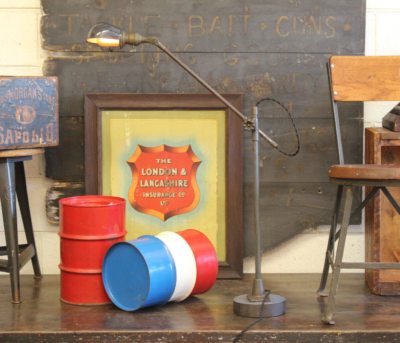 Vtg Industrial OC White Lamp Light Task Factory Table Desk 