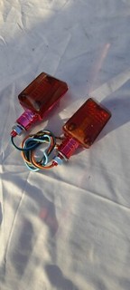 Mini red anodised Custom bike motorcycle indicators
