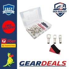 Cable Lug Kit 6 B&S / 6AWG / 6BS Lugs 6mm 8mm & 10mm Studs x 10 + Heat Shrink