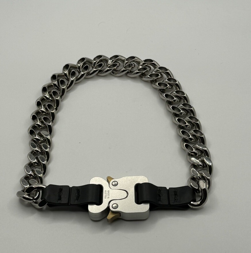 1017 ALYX 9SM｜FASHION PROPS (LEATHER ID NECKLACE (AAUJW 1017 ALYX 9SM ID Necklace Silver White Leather Adjustable