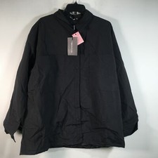 Women's Pretty Little Thing Longline Quilted Shacket, Size 12 Us - Black