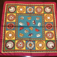 Vintage Vibrant 1970s Plate Saucer 100 Polyester Scarf