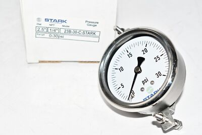 #ad NEW Stark Industries 23B 30 C 2 1 2#x27;#x27; Pressure Gauge 1 4#x27;#x27; NPT 0 30 PSI $30.98