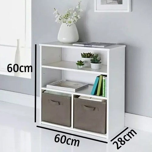 2 Cube Storage Cabinet Bookcase Shelves Wooden Display Unit with Storage Baskets - Picture 2 of 4