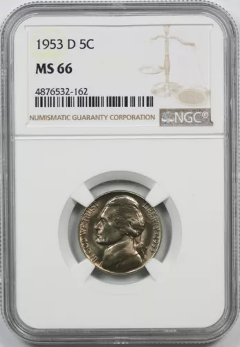 1953-D 5C NGC MS 66 Jefferson Nickel 