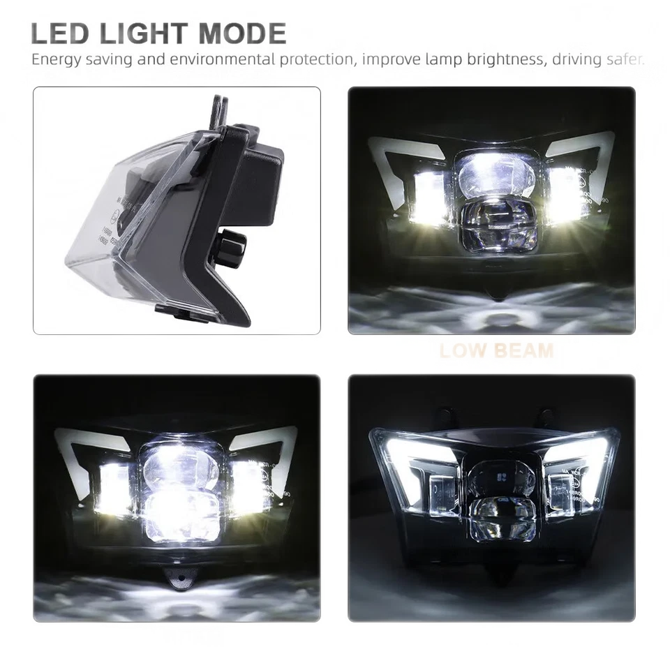 For Kawasaki KLX140 KLX110 KLX250 / 300R KX100 KX450 LED Headlight With Fairing - Image 2 of 4