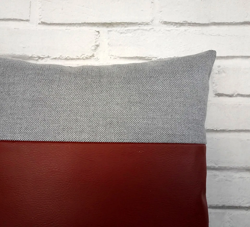 Taba color faux leather pillow decorative couch cushion cover 16''x16'' - Image 2 of 4