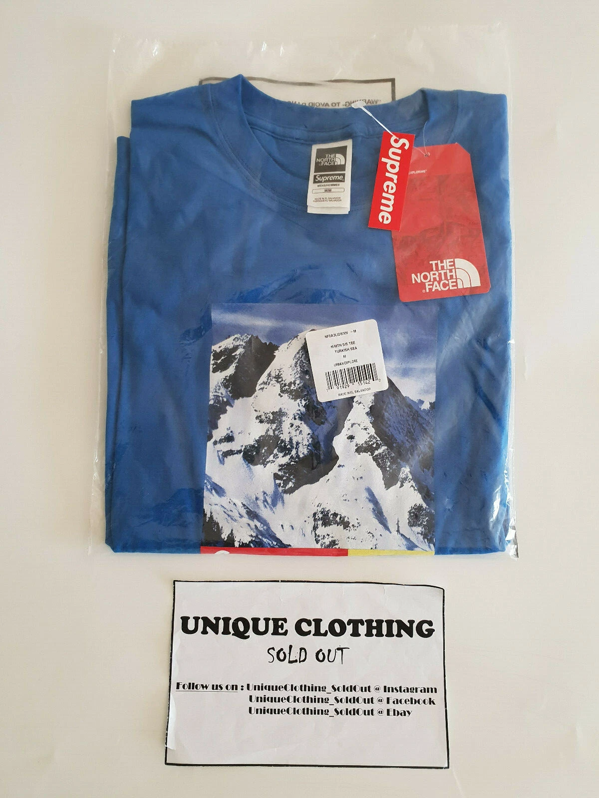 SUPREME X TNF MOUNTAIN TEE ROYAL SIZE M