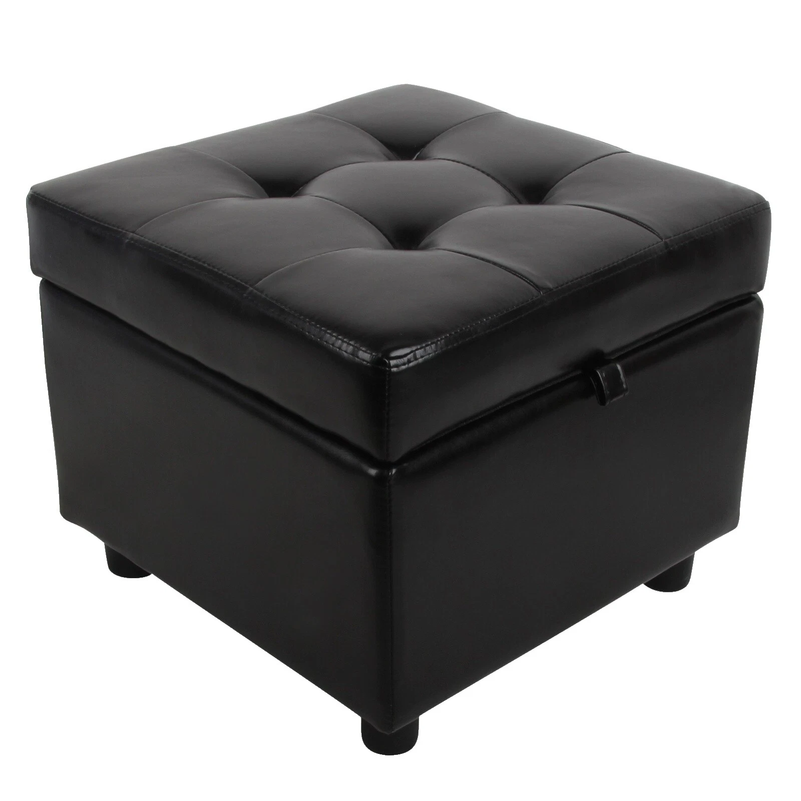 Living Room Black Leather Ottomans, Footstools & Poufs