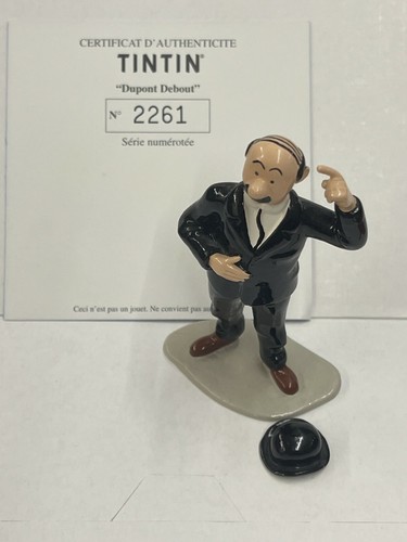Figurine Tintin Pixi Dupont Debout Chapeau - Boîte Bleue Certificat - Plomb Collection