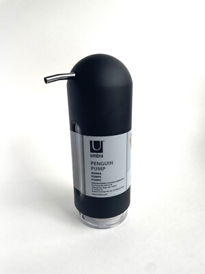 Umbra 330190 Black Penguin Pump Acrylic Soap Dispenser By Luciano Lorenzatti NEW