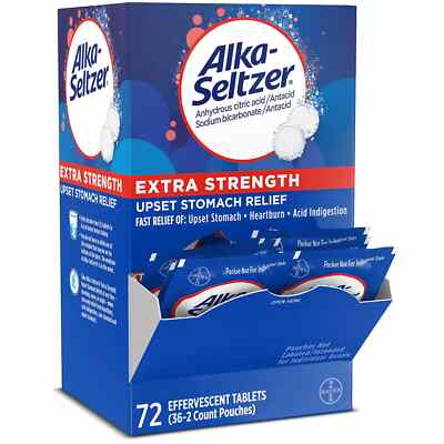 Alka-Seltzer Effervescent Extra Strength Heartburn Medicine Tablets, 72 Count | 