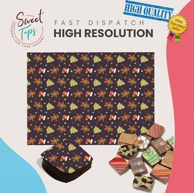 SWEET TOPS Chocolate Transfer Sheet (Gingerbread Men) Edible for Decorations A4 Size