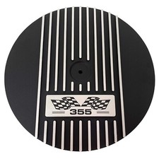 Small Block Chevy 355 Flag Logo - 13 Round Air Cleaner Kit - Black - Ansen Usa