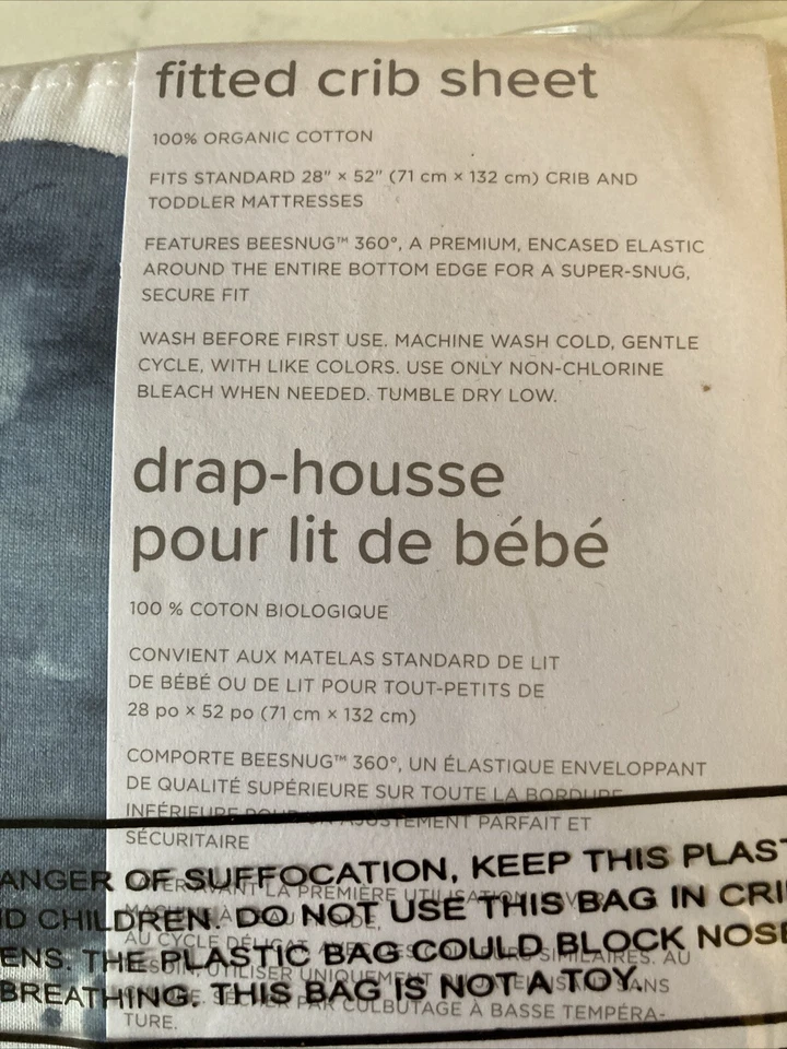 (1) Sábana bajera ajustable de algodón orgánico para bebé Burt's Bees Hello Moon - Nueva en paquete. Foto 3 de 3