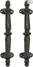 2 Large Cast Iron Door Handles Rustic Heavy Duty Garden Gate Shed Barn Pull 9.5