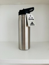 NWT adidas Silver Stainless Steel Bottle with Black Lid