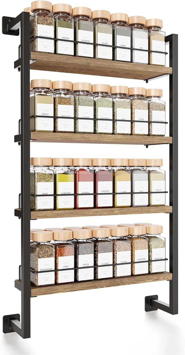 ZICOTO Space Saving Spice Rack Organizer Shelf 4.1"D x 15.5"W x 27"H, Black