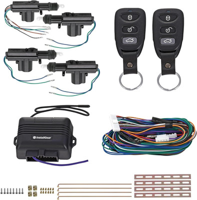 InstallGear Keyless Entry System with Two 3-Button Remotes and 4 Door Actuators
