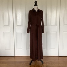 Alice + Olivia Dark Chocolate Brown Button Up Maxi Shirt Dress Size Small NWT