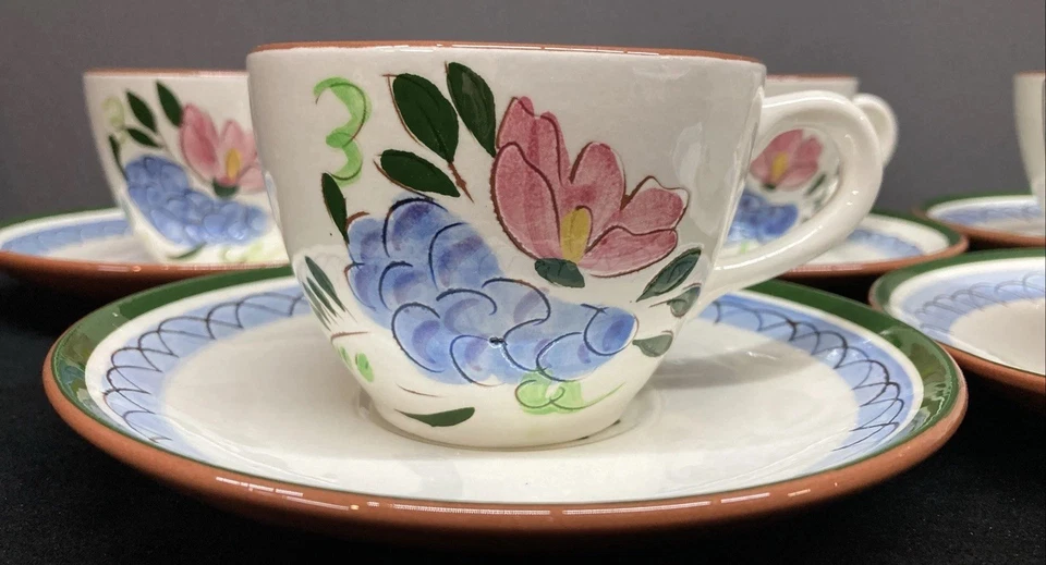 Stangl Pottery Fruit and Flowers Cups and Saucers 7oz Set of 5 - Image 2 of 4