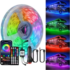 RV Awning Lights, 20Ft 12V LED Light Strip with Remote and App Control, Waterpro
