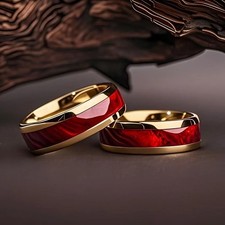 Men Women Red Stainless Steel Rings