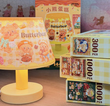 Butterbear Bear Theme Nursery Table Lamp w/ Printed Shade, Yellow Multicolor