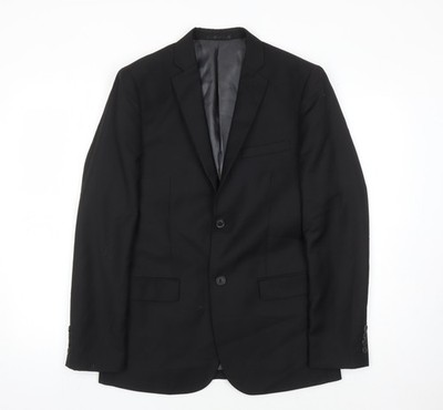 Topman Herren Schwarz Slim Anzug Sakko 36R Formell
