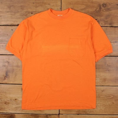 Vintage Saks Fifth Avenue Blank T-shirt M Mens 90s Pocket Orange
