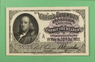 DR WHO 1893 WORLDS COLUMBIAN EXPO FAIR ADMISSION TICKET UNCIRCULATED R39842