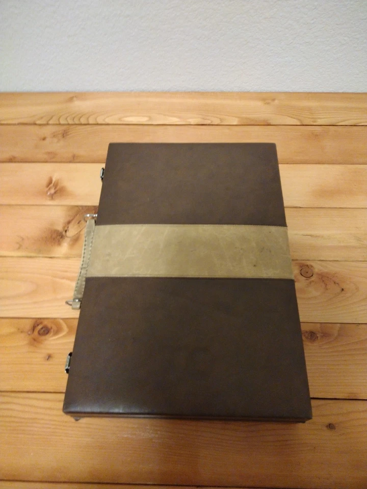 复古双陆棋旅行套装棕色皮革 20 x 15 英寸 — 第 3/4 张图片