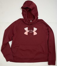 Woman's Under Armour fleece linedHoodie. Size XL - Maroon with Pink Letters.