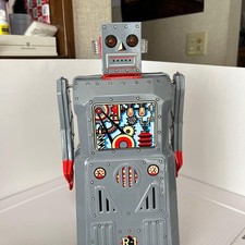 Masudaya R1 Robot Gray Box Included Vintage Tin Windup Toy Rare Excellent