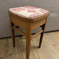 Vintage Wooden Sewing Stool Ottoman Storage Lift Up Seat Mid Century Yugoslavia