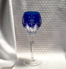 AJKA STARS OF MIDNIGHT COBALT BLUE CUT TO CLEAR CRYSTAL BOHEMIAN HUNGARY SIGNED