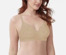 Bali Comfort Revolution Jacquard T-Shirt Bra WF Womens MEDIUM Beige DF3643 New