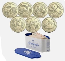 Australia: 2026 $1 & 20c 7-Coin UNC Set in Tin, 125 Years of Federation