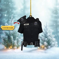 Personalized Police Uniform Ornament, Custom Name Police Officer Christmas Gift