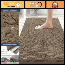 Luxury Chenille Bath Mat 30x20 - Extra Soft, Absorbent Bathroom Rug, Non-Slip
