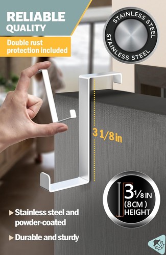 10er Set Haken über der Tür - weiß Kleiderbügel, 2-seitiger Handtuchhalter passend für 1 3 - Bild 2 von 6