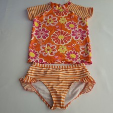 Gymboree Swim Shop Bathing Suit Rash Guard Set Girls 8 Two Piece Flowers