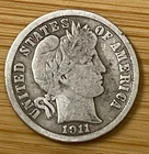 1911-D Barber Dime 90% SILVER **VF** LOW MINTAGE COIN