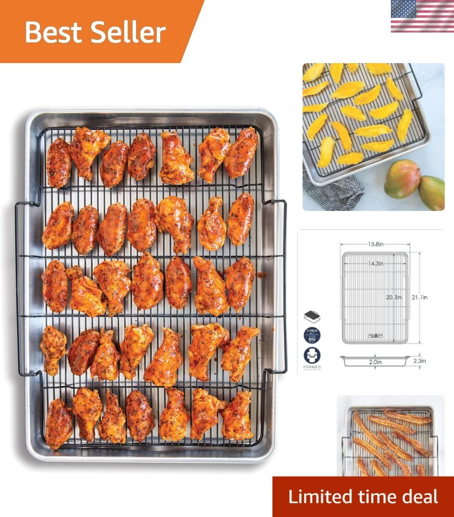 Air Crisp Extra Large Baking Tray with Nonstick Rack - Cooks Deliciously Evenly!