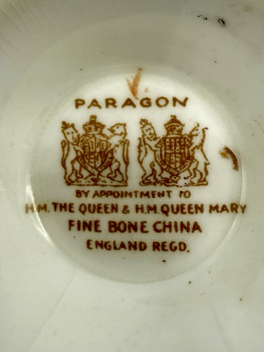 Paragon Double Warrant Teacup Saucer Teal Blue Flowers Gold Gilde Trim England - Afbeelding 5 van 9
