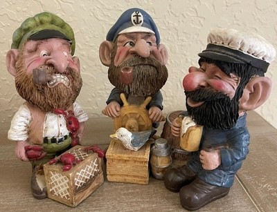 Nautical Fishermen Beachcombers International Resin Figurines Retired Set of 3