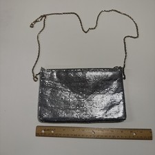 vintage Borghese 90's metal clutch bag with a removable shoulder strap